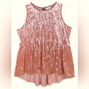 Knox Rose dusty rose stretch velvet babydoll hi low hem slvlss top SZ S Gypsy